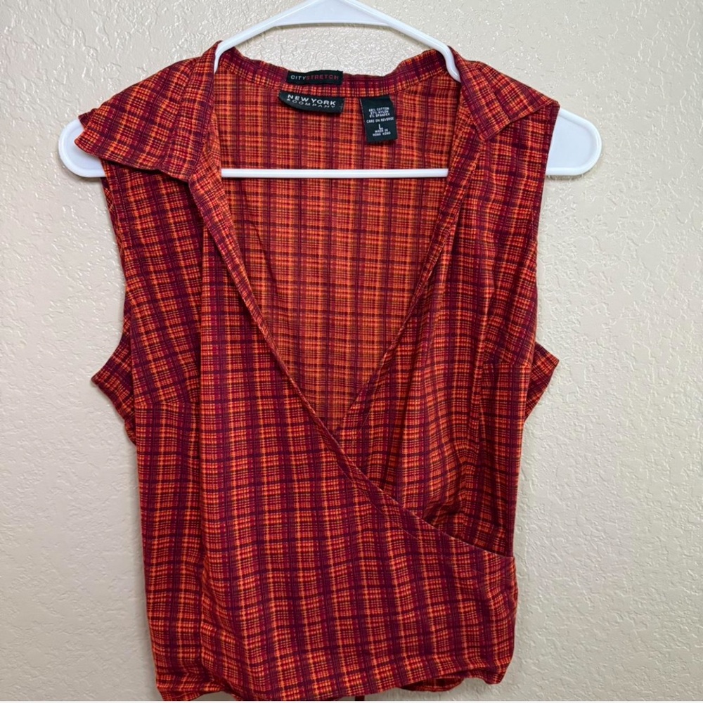 New York & Company Vintage Plaid Blouse